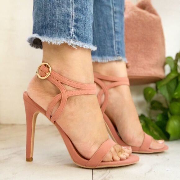 Pink Blush Ankle Strap High Heel - Picture 1 of 5